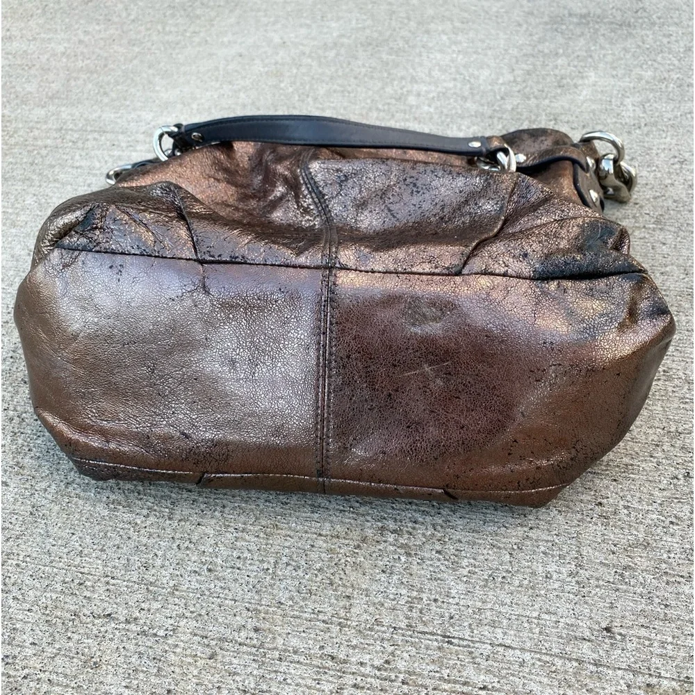 COACH Bronze Metallic Leather Shoulder Bag